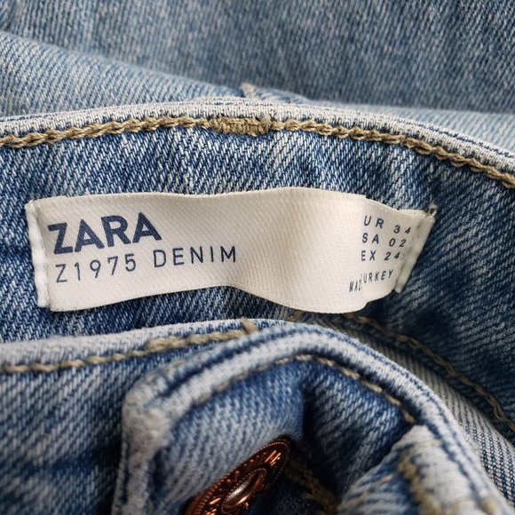 Zara Basic Denim Dept Z1975 Skinny Distressed Raw Hem Jeans Size‎ 2 - Picture 3 of 14